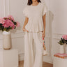 Seaside Bistro Midrise Linen-Blend Wide Leg Pants in Oatmeal Image - 1
