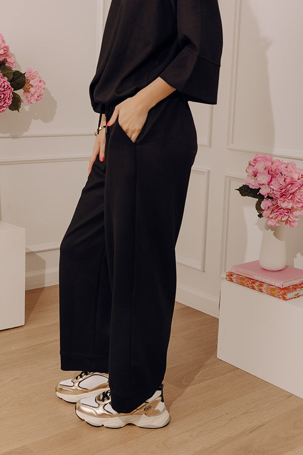 Instant Favorite High Waist Scuba Wide Leg Pants in Black Image - 3