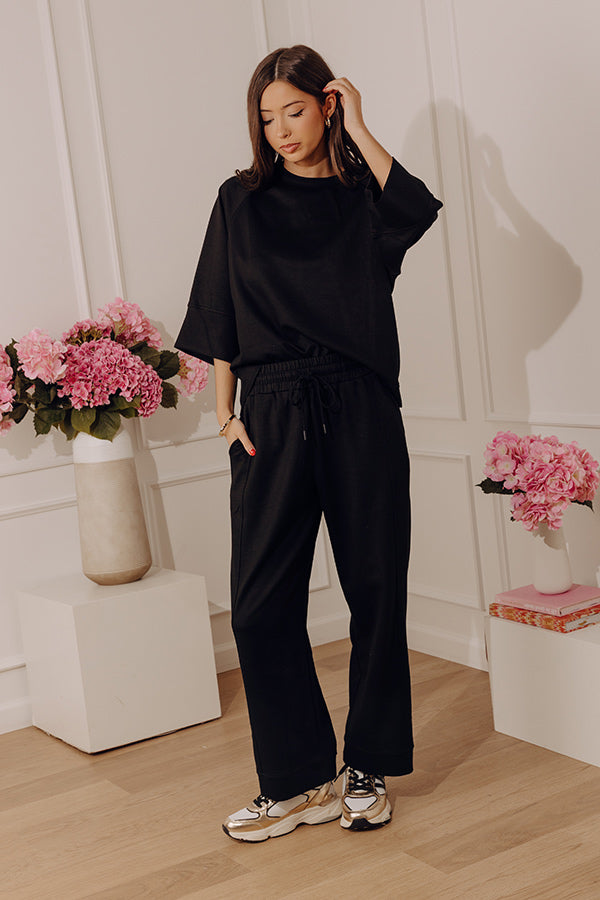 Instant Favorite High Waist Scuba Wide Leg Pants in Black Image - 1