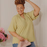 Casual Flow Scalloped Top in Lime Punch Curves Image - 1