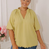 Casual Flow Scalloped Top in Lime Punch Curves Image - 1