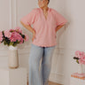 Casual Flow Scalloped Top in Pink Curves Image - 1
