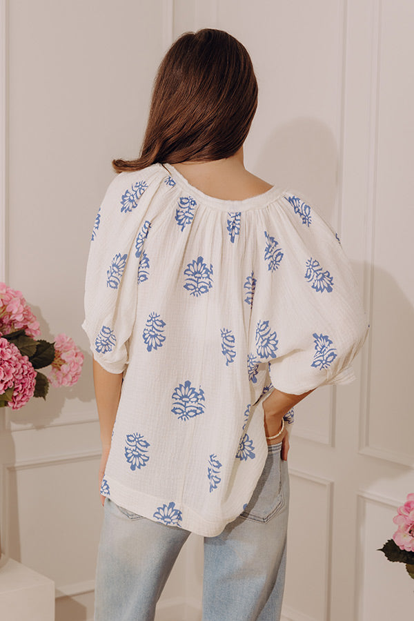 Coastal Bloom Floral Gauze Top Image - 4