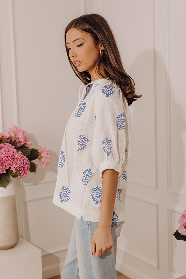 Coastal Bloom Floral Gauze Top Image - 3