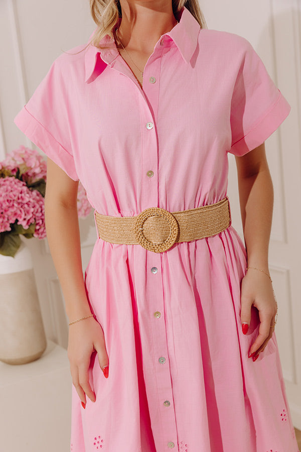 Classic Moment Eyelet Midi Dress in Pink Image - 5