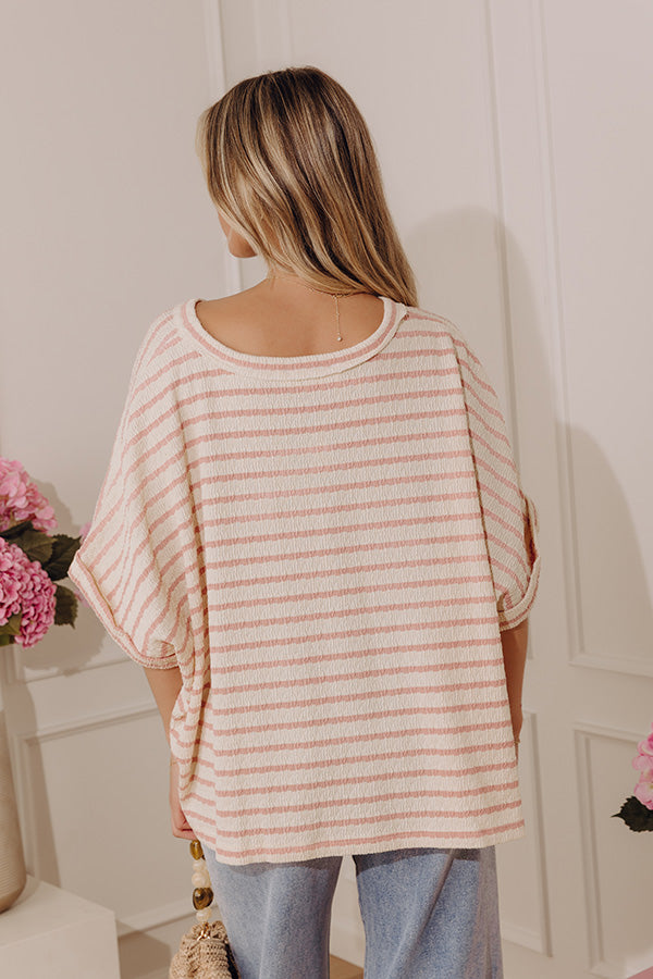 First Class Coastline Oversized Knit Tee in Blush Image - 4