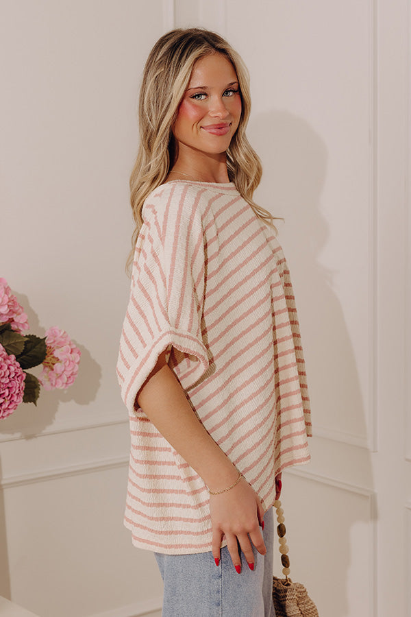 First Class Coastline Oversized Knit Tee in Blush Image - 2