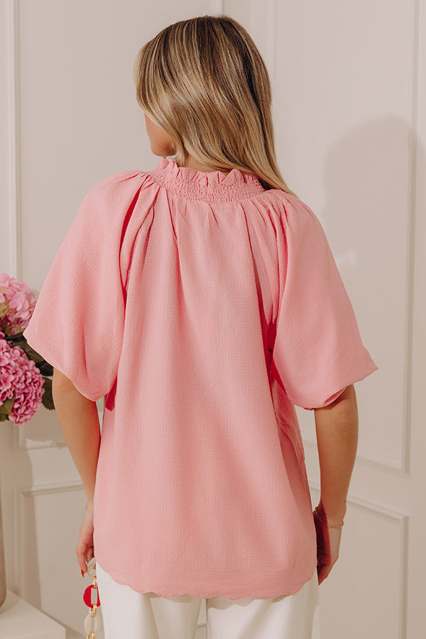 Casual Flow Scalloped Top in Pink Image - 3