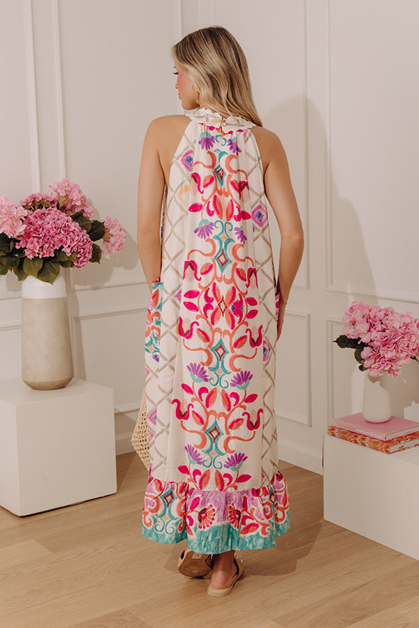 Mediterranean Muse Midi Dress in Coral Pink Image - 2