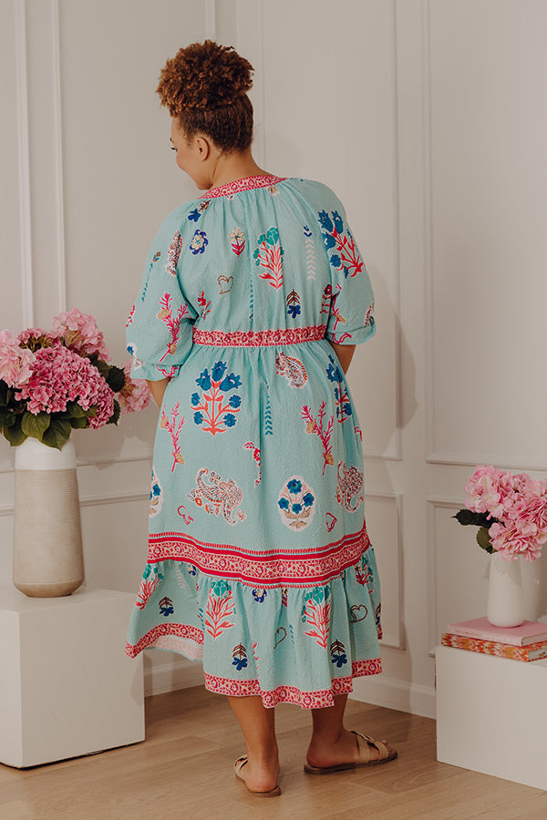 Seaside Garden Floral Midi Dress Curves Image - 4