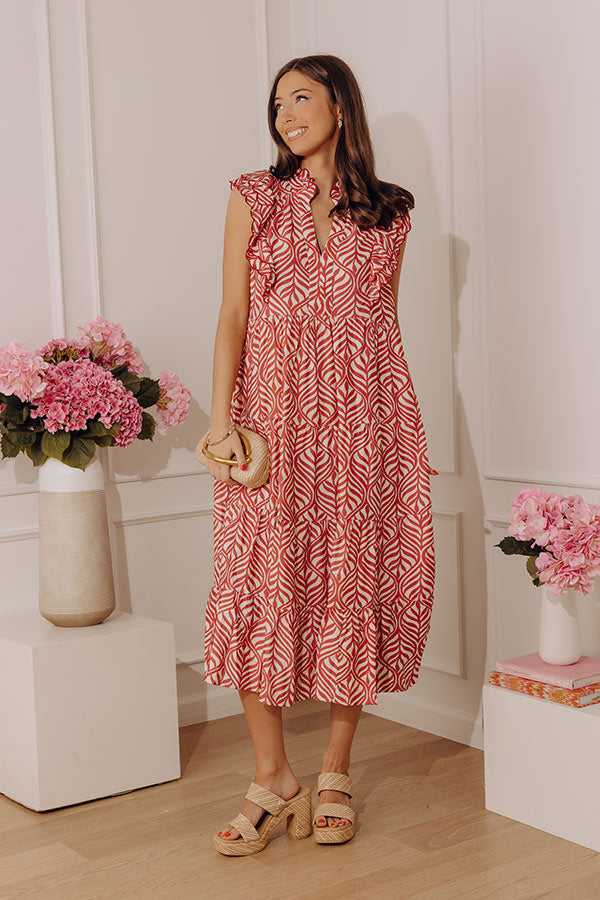 Sway In Style Tiered Midi Dress in Rustic Rose Image - 3