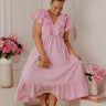 Stripe Affair Ruffle Midi Dress in Pink Curves Image - 1