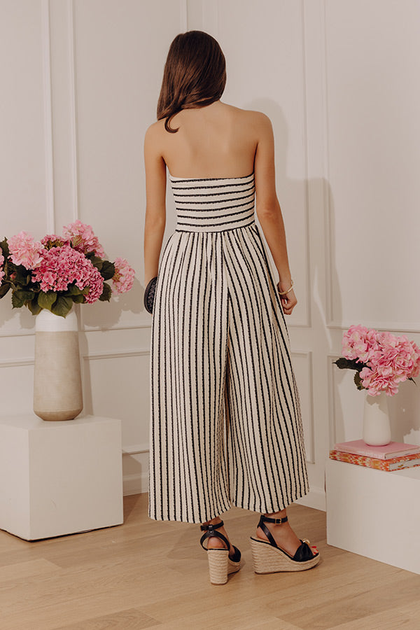 First Class Coastline Front Tie Knit Jumpsuit in Cream Image - 5