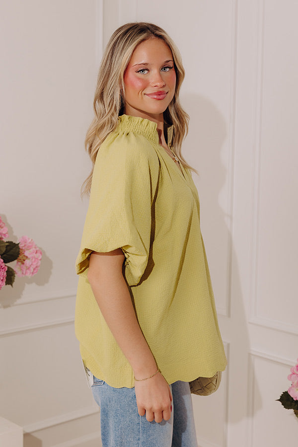 Casual Flow Scalloped Top in Lime Punch Image - 2