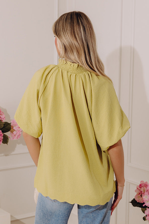 Casual Flow Scalloped Top in Lime Punch Image - 4