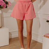 Favorite Fit High Waist Scalloped Scuba Shorts in Coral Pink Image - 1