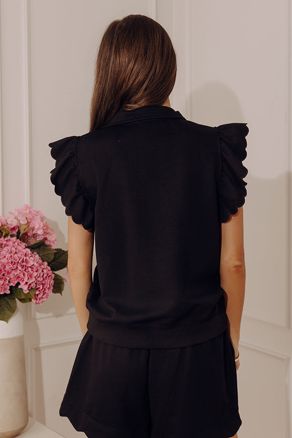 Favorite Fit Quarter Zip Scuba Top in Black Image - 3