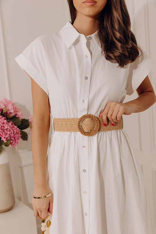 Classic Moment Eyelet Midi Dress in White Image - 2
