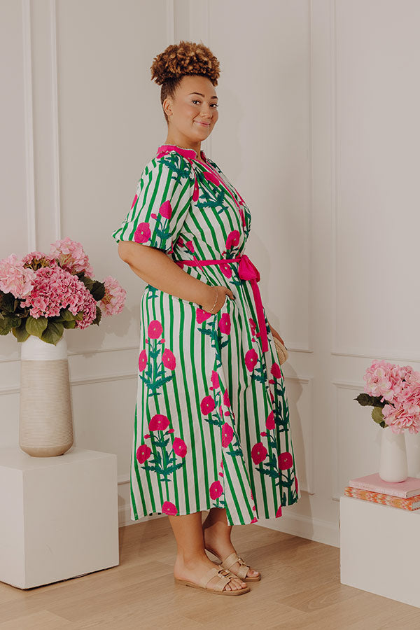 Chic Lines Floral Midi Dress Curves Image - 3