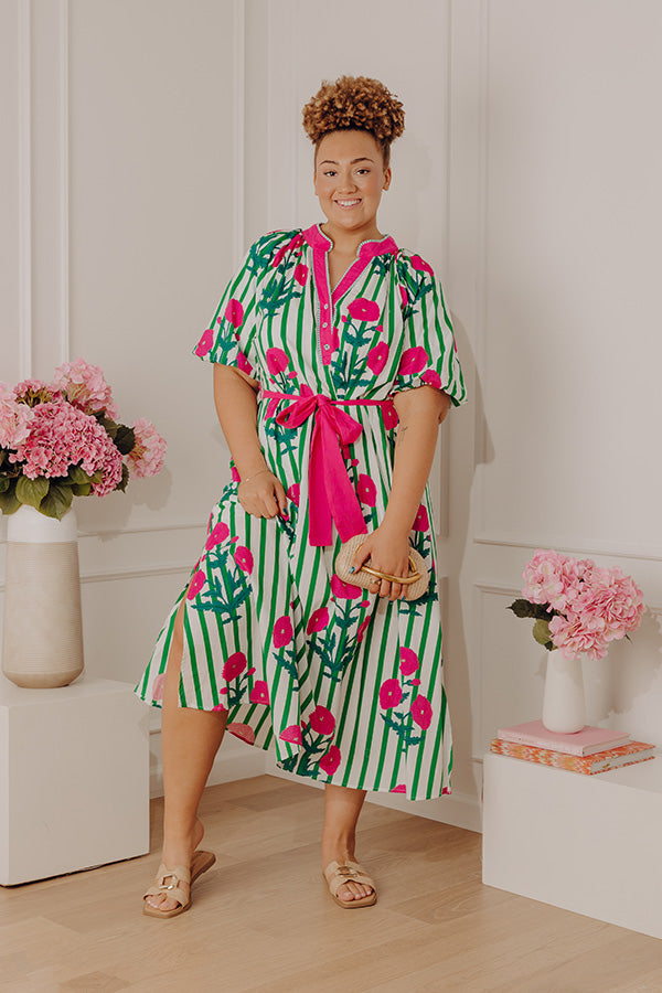 Chic Lines Floral Midi Dress Curves Image - 4