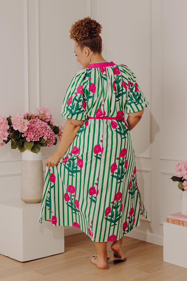 Chic Lines Floral Midi Dress Curves Image - 5