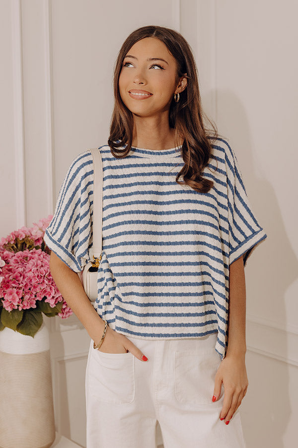 First Class Coastline Oversized Knit Tee in Blue Image - 1