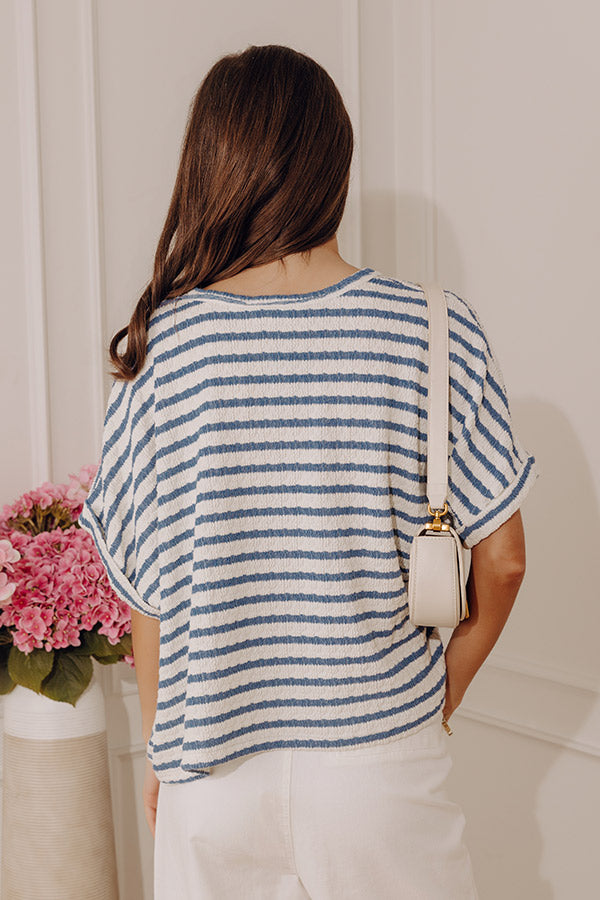 First Class Coastline Oversized Knit Tee in Blue Image - 4