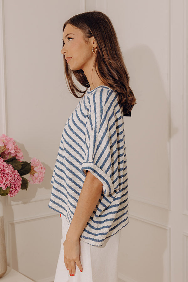 First Class Coastline Oversized Knit Tee in Blue Image - 3