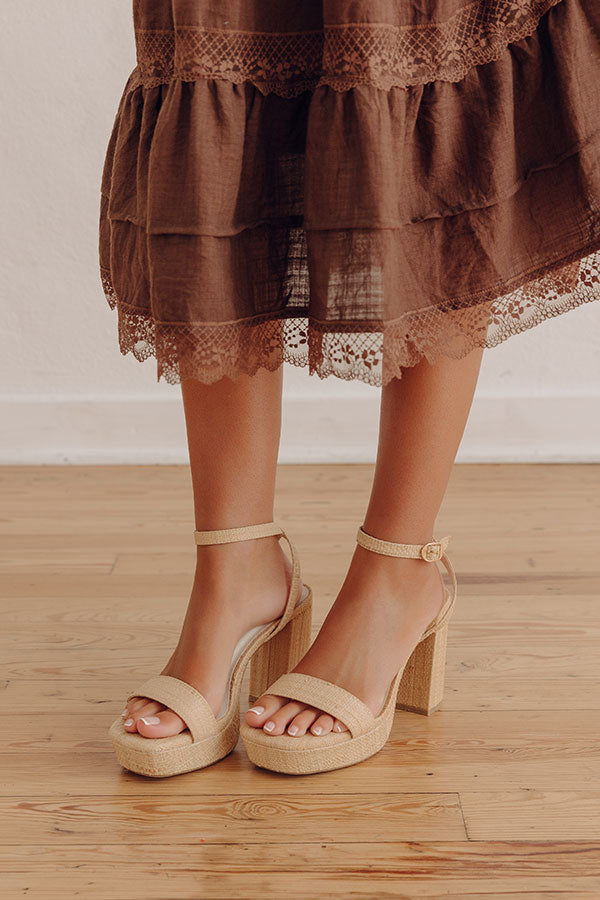 The Olympia Raffia Platform Heel in Natural