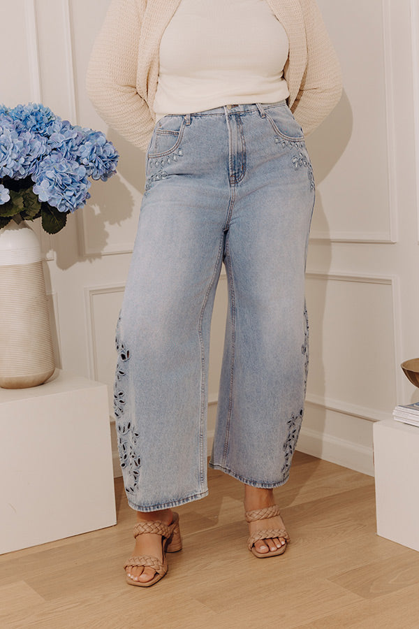 The Lucia High Waist Embroidered Barrel Leg Jean in Curves Image - 3