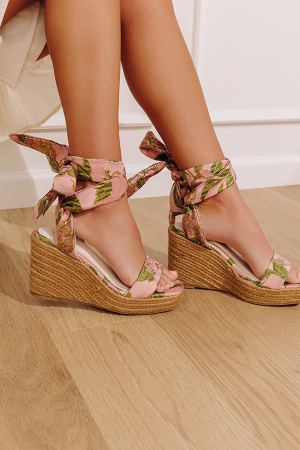 The Oceana Floral Tapestry Espadrille Wedge in Blush Image - 2