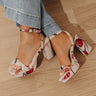 The Olympia Floral Tapestry Platform Heel in Oatmeal Image - 1