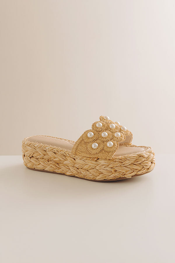 The Candice Raffia Woven Platform Sandal in Natural Image - 2