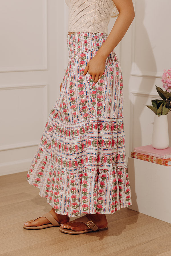 Countryside Muse High Waist Floral Midi Skirt Image - 4