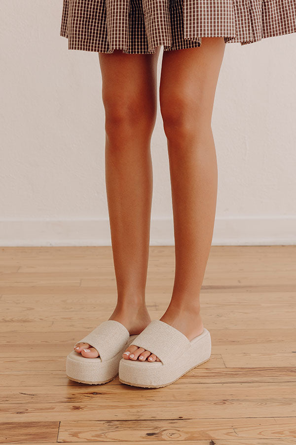 The Pismo Raffia Woven Platform Sandal in Oatmeal