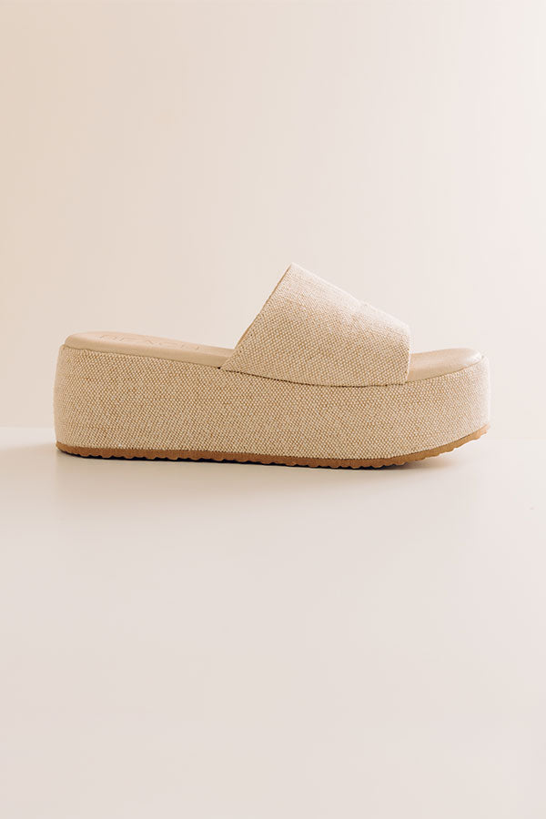 The Pismo Raffia Woven Platform Sandal in Oatmeal Image - 1