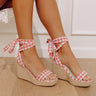 The Oceana Gingham Espadrille Wedge in Vintage Red Image - 1