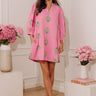 Bloom and Wander Floral Embroidered Mini Dress in Bubblegum Pink Image - 1