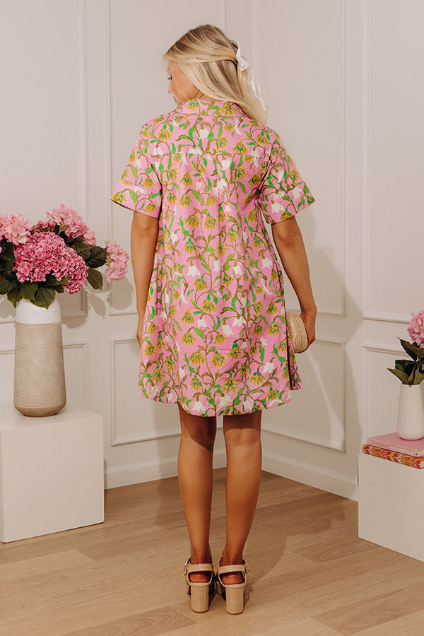 Chic At Brunch Floral Button Up Mini Dress M / bubblegum Chic At Brunch Floral Button Up Mini Dress M / bubblegum