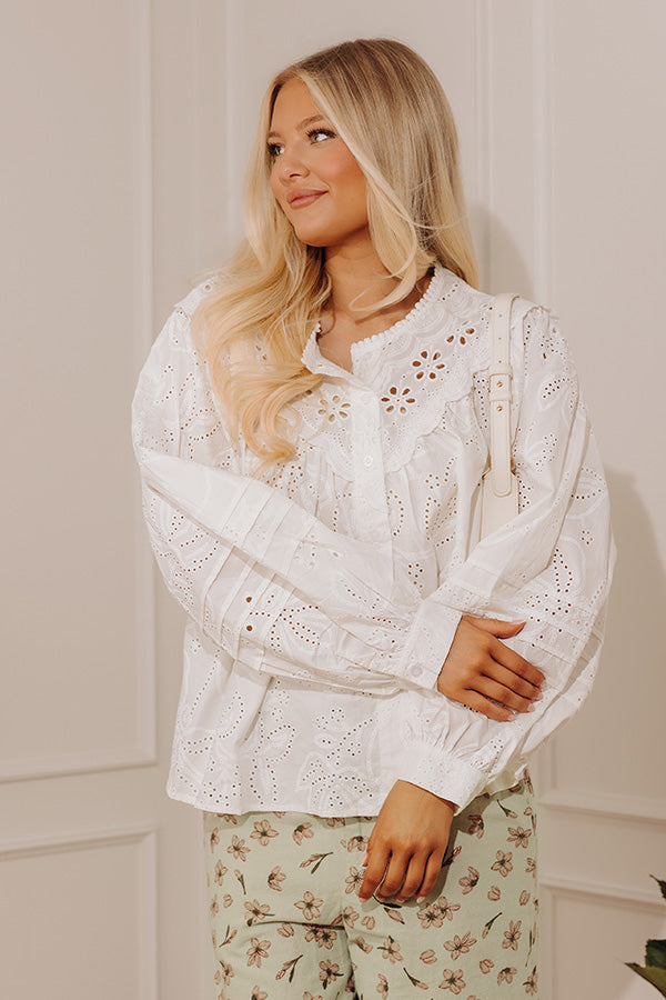 Vacation Bound Eyelet Button Up Top Image - 4