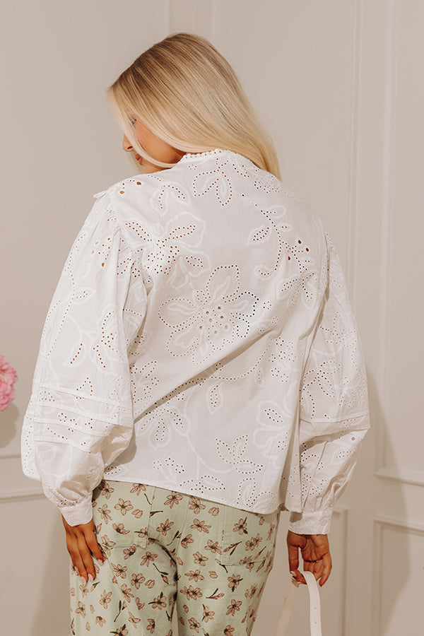 Vacation Bound Eyelet Button Up Top Image - 5