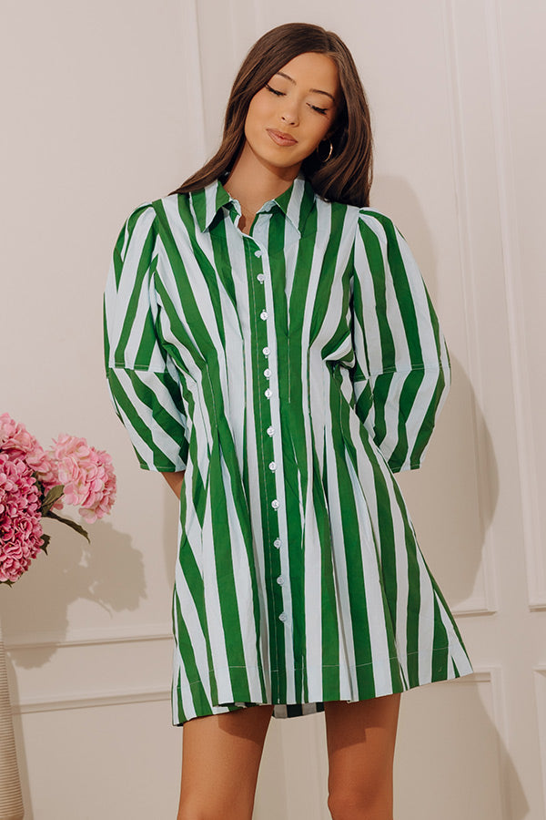 Stripe Me Happy Pleated Mini Dress L / green Stripe Me Happy Pleated Mini Dress L / green
