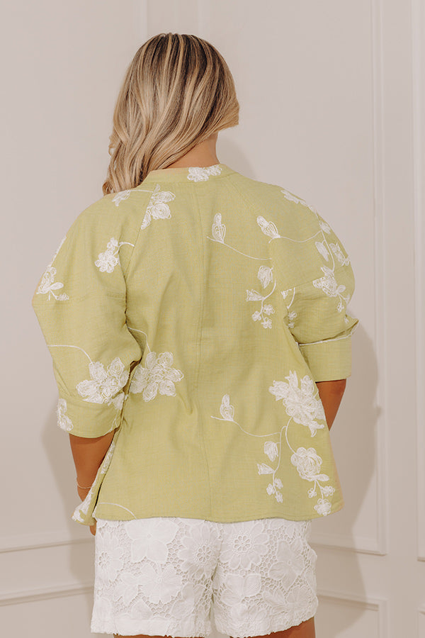 Sweet City Style Floral Embroidered Button Up Top Image - 4