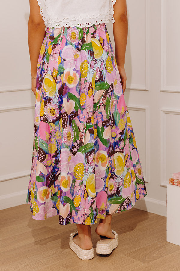 Sweet Aroma High Waist Floral Midi Skirt Image - 4