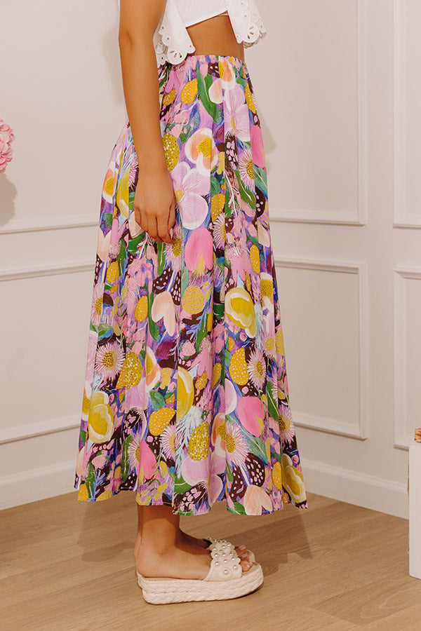 Sweet Aroma High Waist Floral Midi Skirt Image - 3