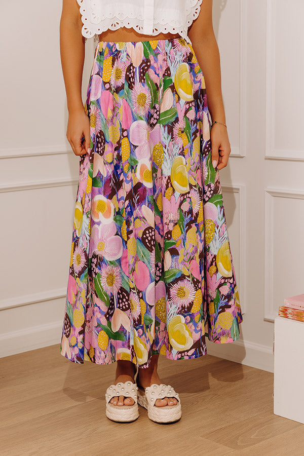 Sweet Aroma High Waist Floral Midi Skirt Image - 2