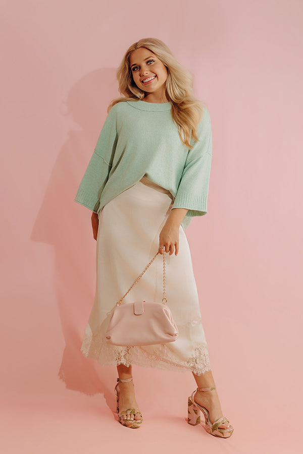 Prosecco Pretty High Waist Satin Midi Skirt Image - 1