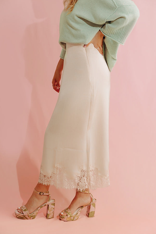 Prosecco Pretty High Waist Satin Midi Skirt Image - 3