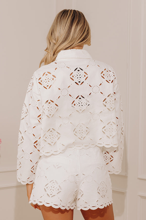 Capri Muse Denim Eyelet Button Up Top Image - 5