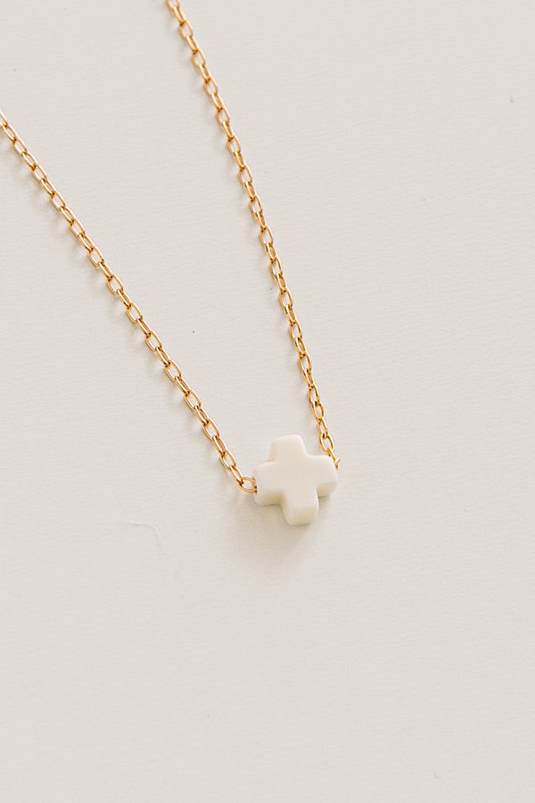 Enewton Signature Cross Gold Necklace in Ivory Image - 2